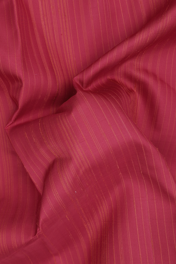 Kanchipuram Silk Saree In Crimson Red With Stripes Design