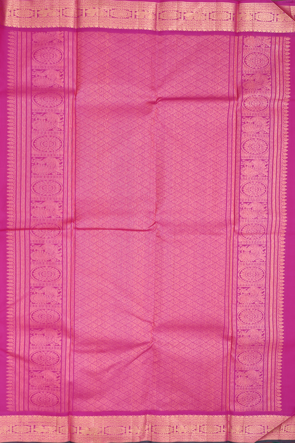 Kanchipuram Silk Saree In Yellow With Ganga Jamuna Border