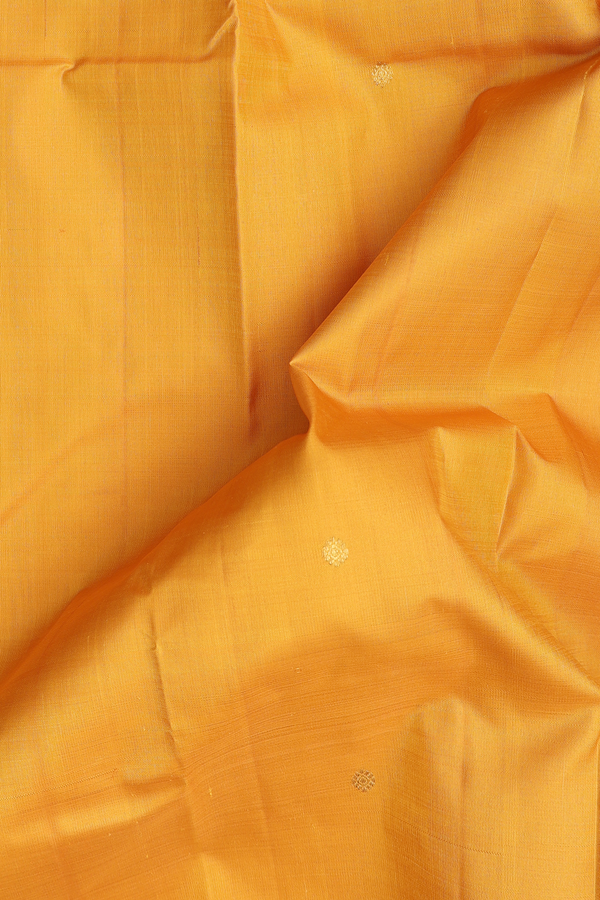 Kanchipuram Silk Saree In Yellow With Ganga Jamuna Border