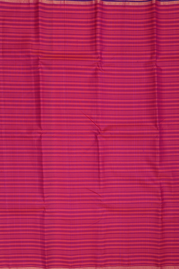 Kanchipuram Silk Saree In Pink And Purple With Stripes Design