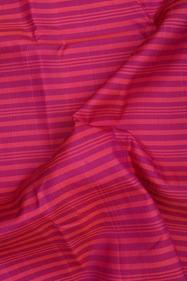 Kanchipuram Silk Saree In Pink And Purple With Stripes Design