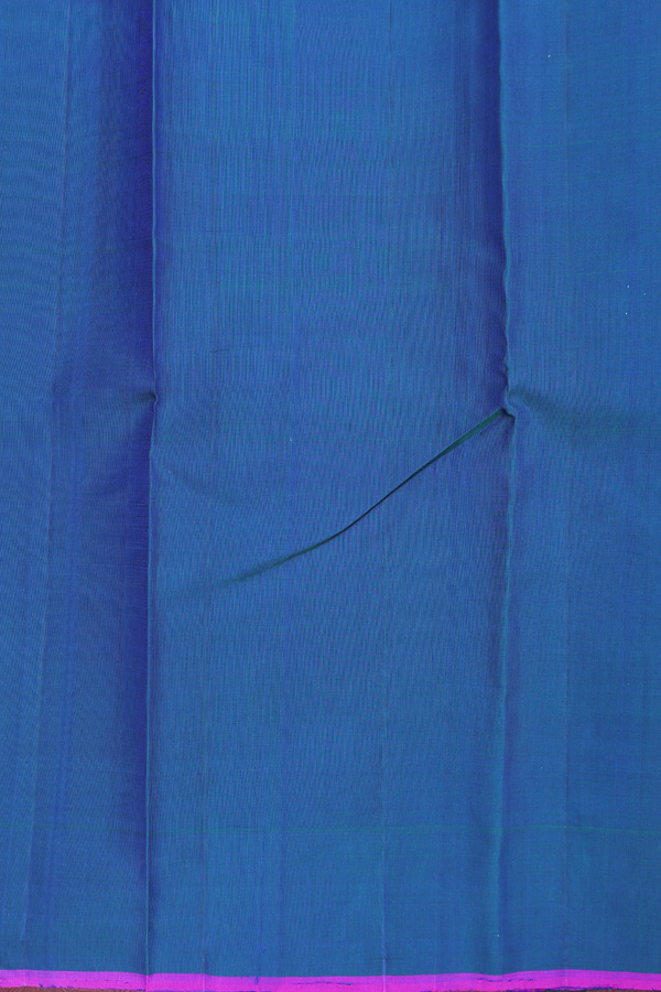 Kanchipuram Silk Saree In Cobalt Blue With Stripes Design