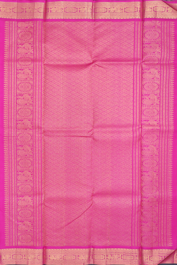 Kanchipuram Silk Saree In White With Peacock Buttas