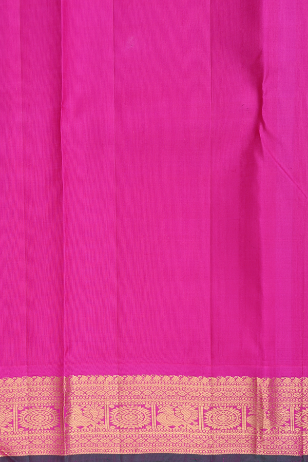 Kanchipuram Silk Saree In White With Peacock Buttas