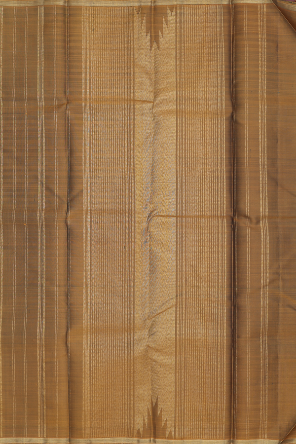 Kanchipuram Silk Saree In Shades Of Blue With Stripes Design