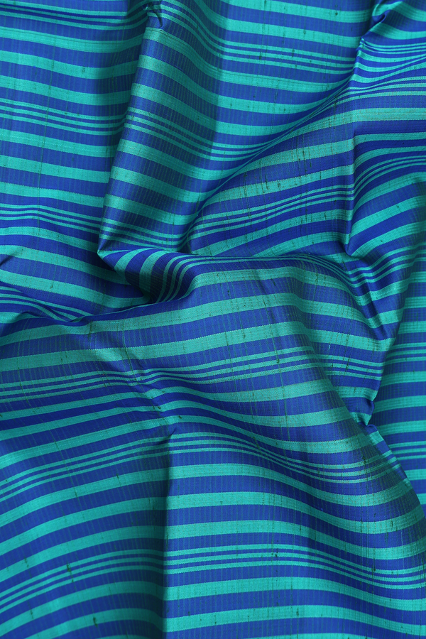 Kanchipuram Silk Saree In Shades Of Blue With Stripes Design