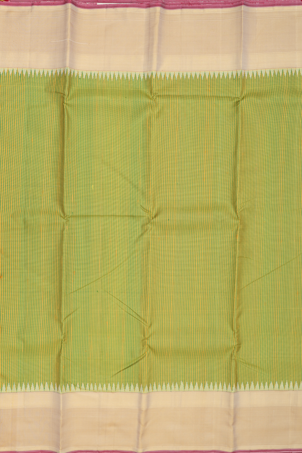 Kanchipuram Silk Saree In Green And Yellow With Checks Design