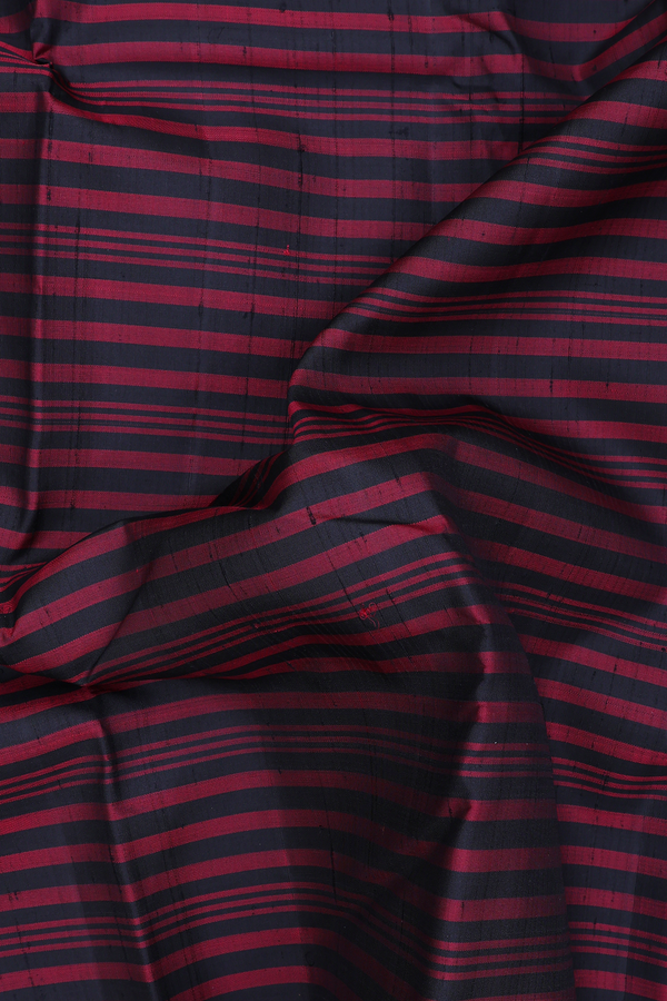 Kanchipuram Silk Saree In Black And Red With Stripes Design