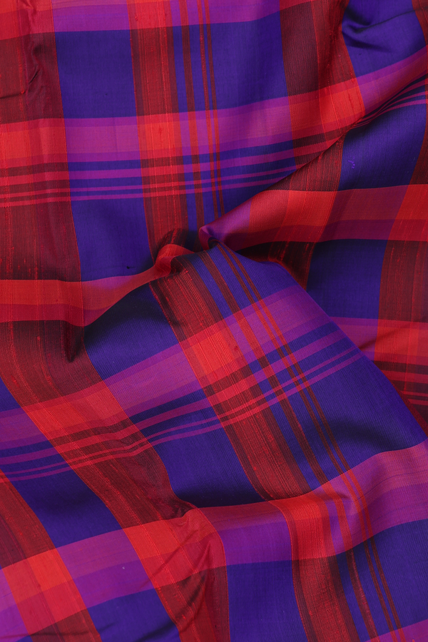 Kanchipuram Silk Saree In Multicolor With Checks Design