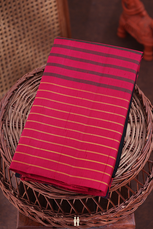 Kanchipuram Silk Saree In Black And Red With Half And Half