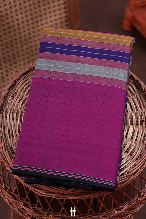 Kanchipuram Silk Saree In Multicolor With Stripes Design