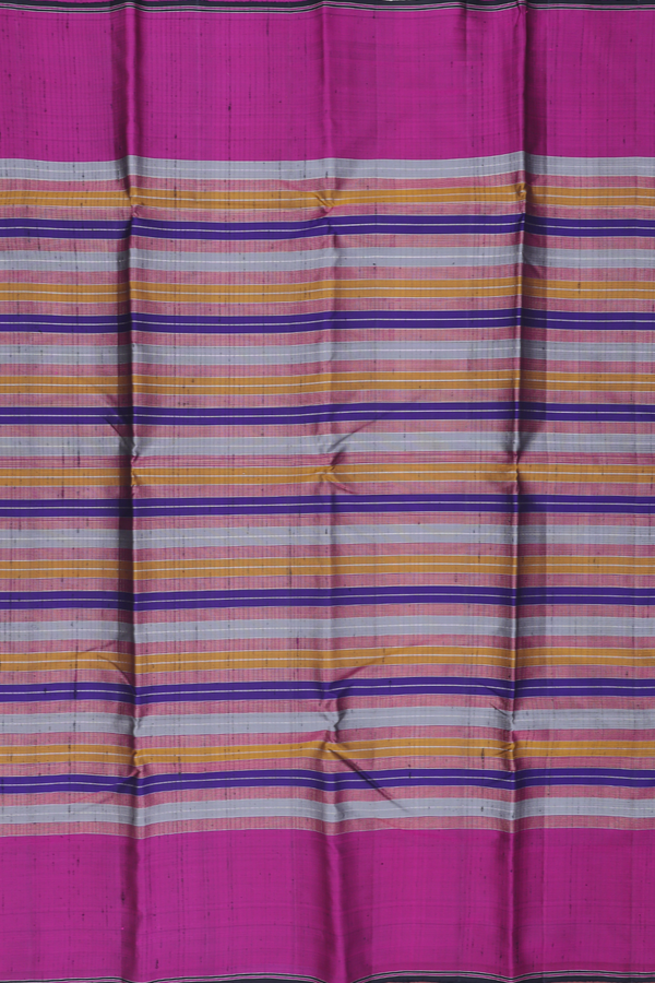 Kanchipuram Silk Saree In Multicolor With Stripes Design
