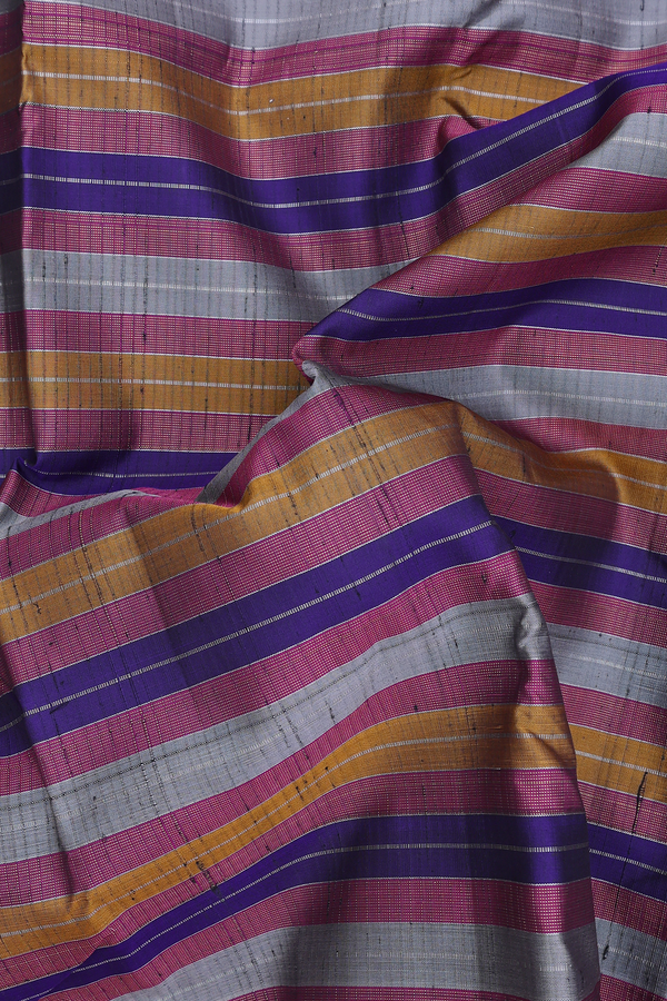 Kanchipuram Silk Saree In Multicolor With Stripes Design