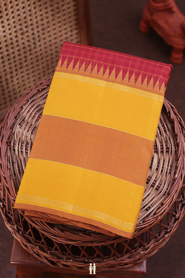 Kanchipuram Silk Saree In Crimson Red With Checks Design
