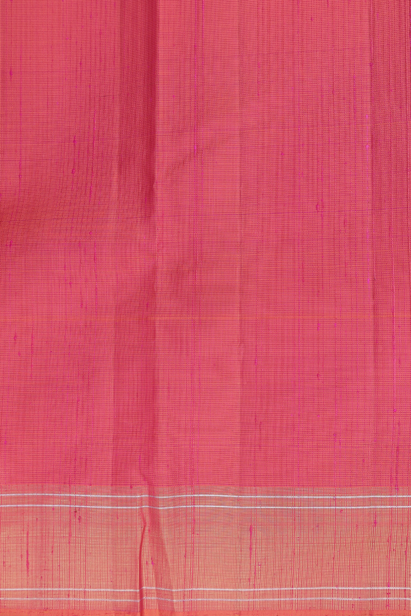 Kanchipuram Silk Saree In Coral Pink With Zari Border