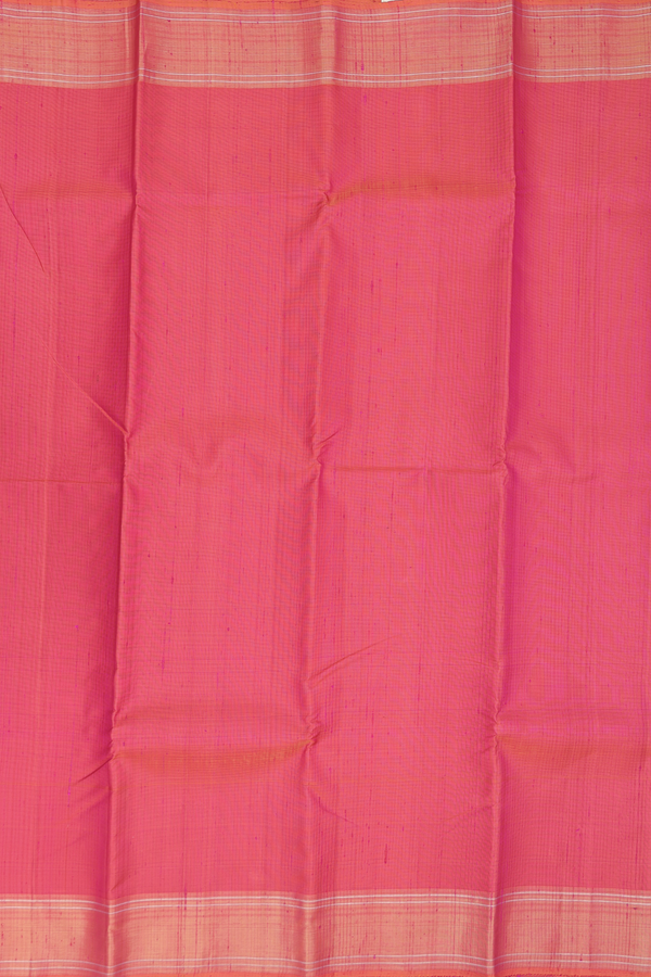 Kanchipuram Silk Saree In Coral Pink With Zari Border