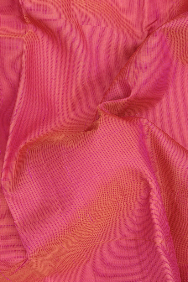 Kanchipuram Silk Saree In Coral Pink With Zari Border