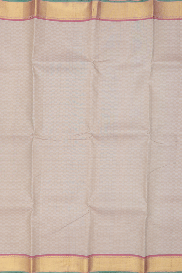 Kanchipuram Silk Saree In Cream With Pale Brown Madippu Kattam