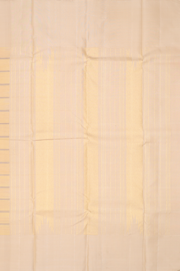 Kanchipuram Silk Saree In Yellow With Stripes Design