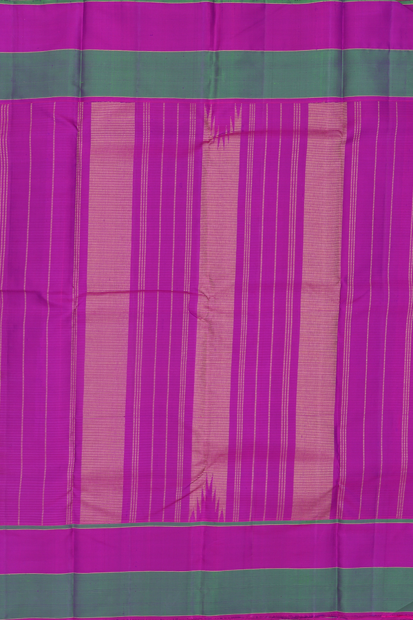 Kanchipuram Silk Saree In Orange And Magenta With Checks Design