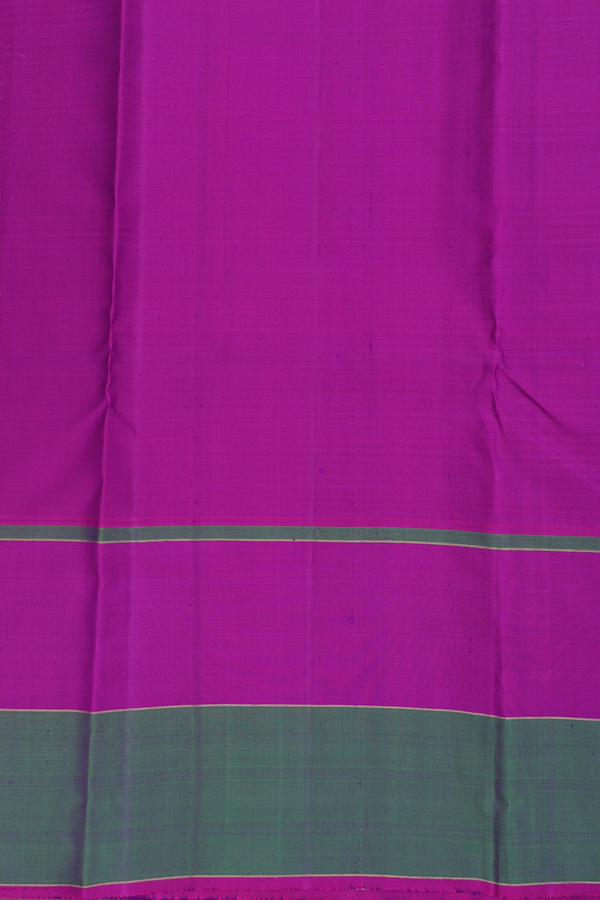 Kanchipuram Silk Saree In Orange And Magenta With Checks Design
