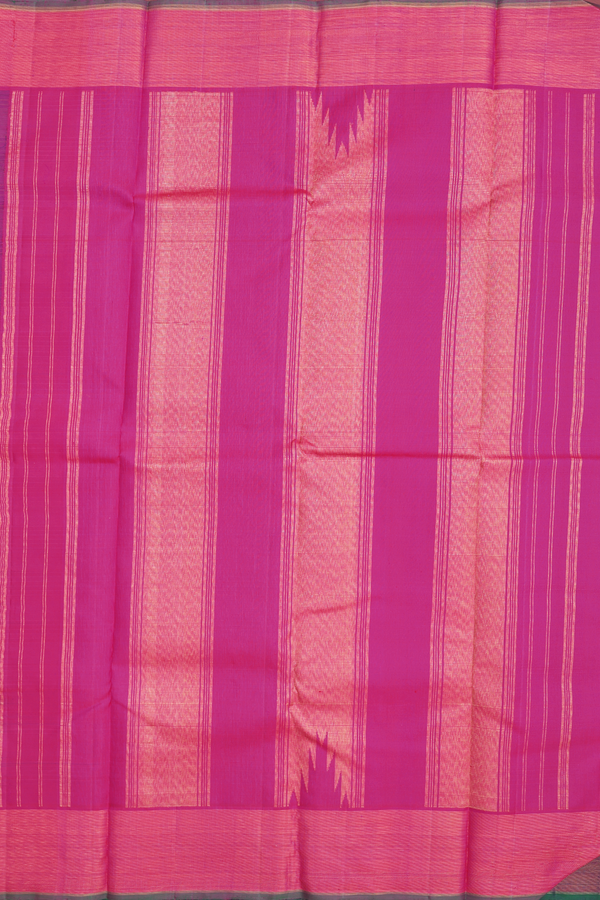 Kanchipuram Silk Saree In Oxford Blue With Checks Design