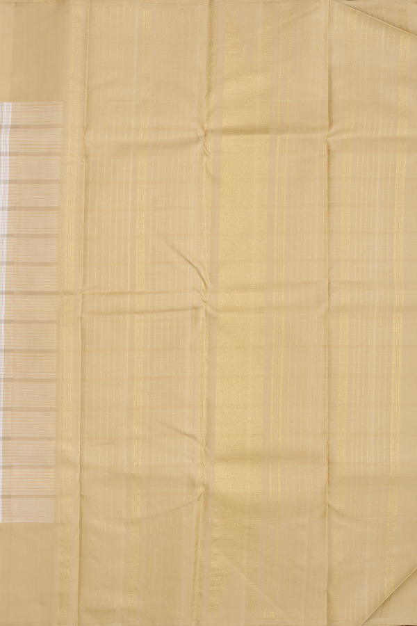Kanchipuram Silk Saree In Cream Color With Stripes Design