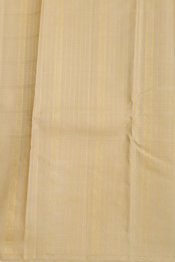 Kanchipuram Silk Saree In Cream Color With Stripes Design