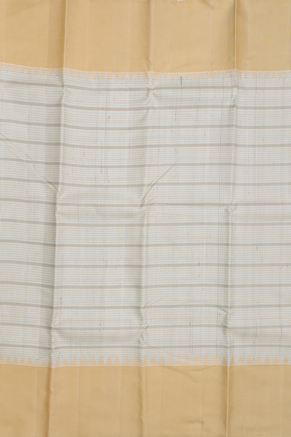 Kanchipuram Silk Saree In Cream Color With Stripes Design