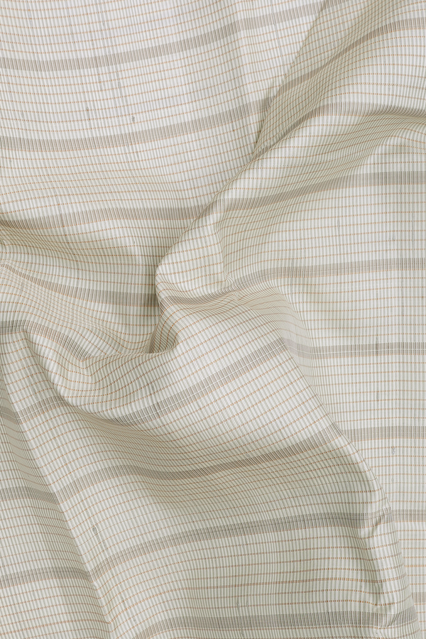 Kanchipuram Silk Saree In Cream Color With Stripes Design
