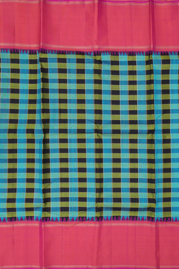 Kanchipuram Silk Saree In Multicolor With Checks Design