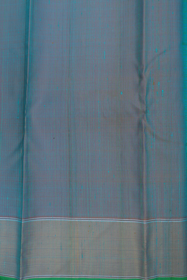 Kanchipuram Silk Saree In Cerulean Blue With Stripes Design
