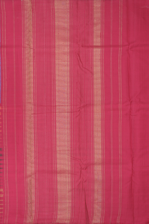 Kanchipuram Silk Saree In Blue And Red With Half And Half