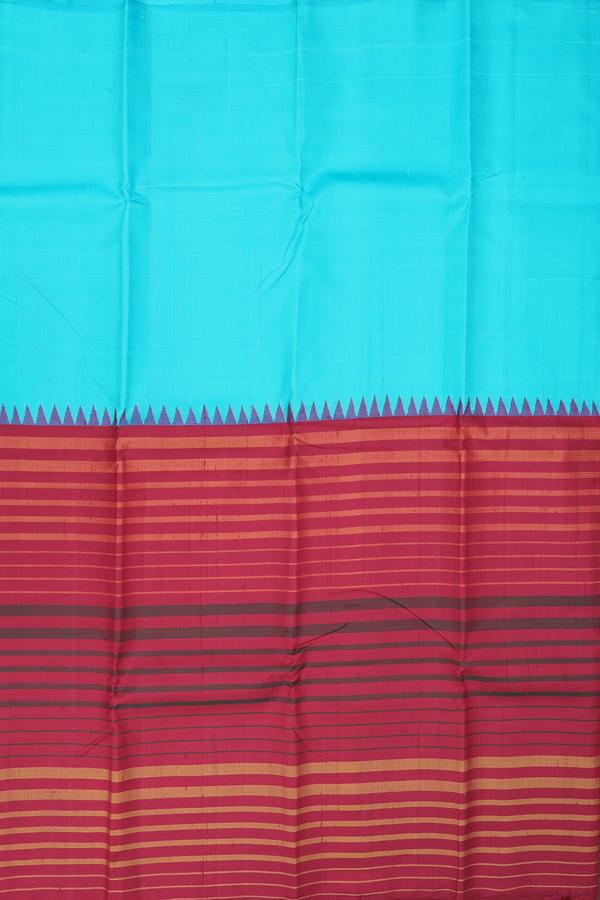 Kanchipuram Silk Saree In Blue And Red With Half And Half