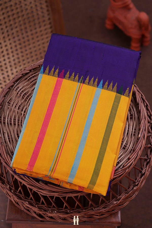 Kanchipuram Silk Saree In Royal Blue With Contrast Border