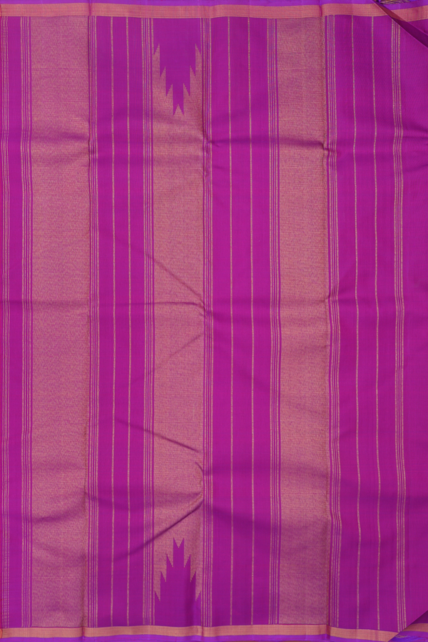 Kanchipuram Silk Saree In Dark Pink With Stripes Design
