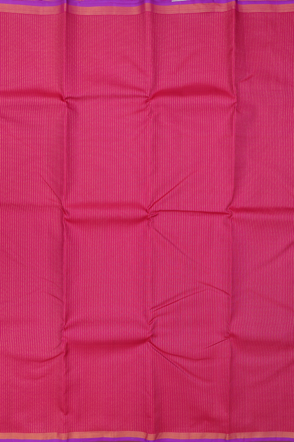 Kanchipuram Silk Saree In Dark Pink With Stripes Design