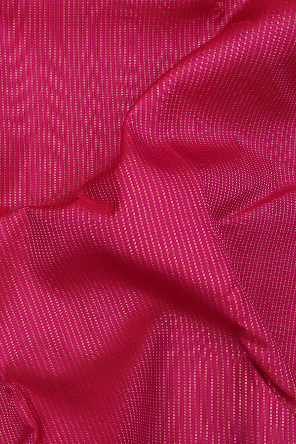 Kanchipuram Silk Saree In Dark Pink With Stripes Design