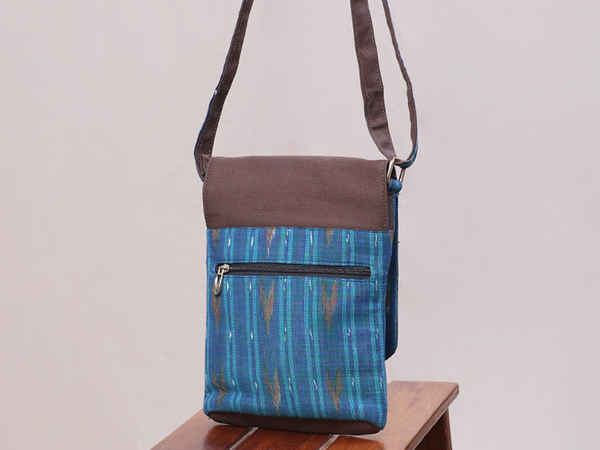 Printed Design Blue Cotton Sling Bag