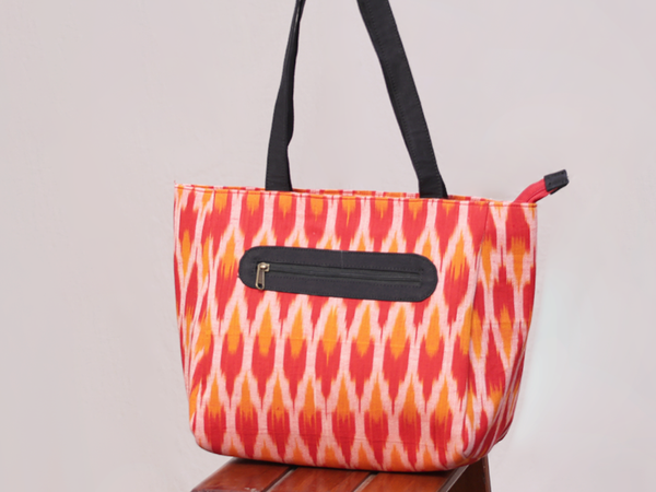 Printed Design Red Cotton Hand Bag