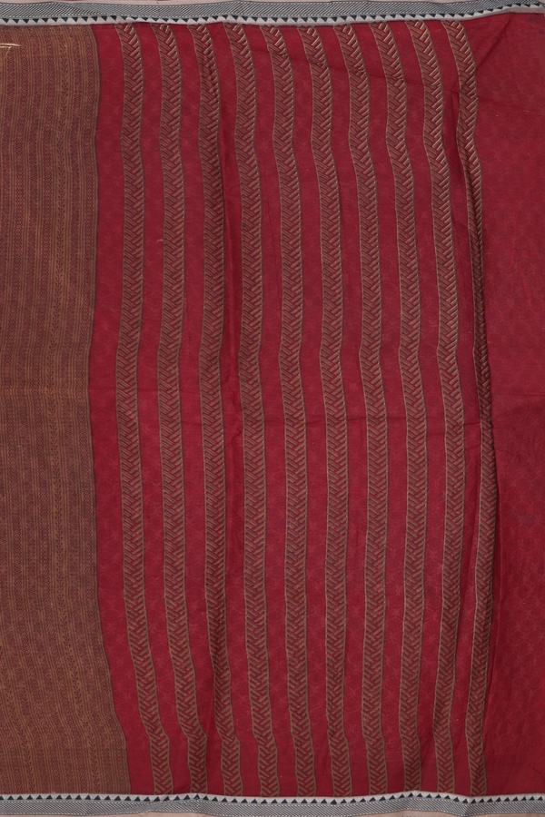 Ahmedabad Cotton Saree In Brown With Floral Design