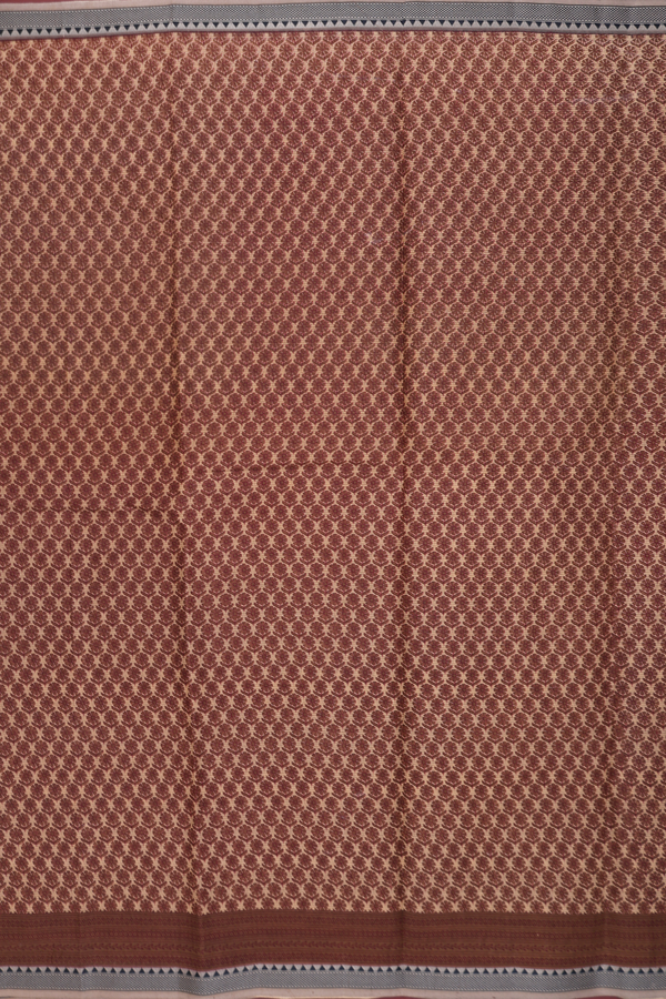 Ahmedabad Cotton Saree In Brown With Floral Design