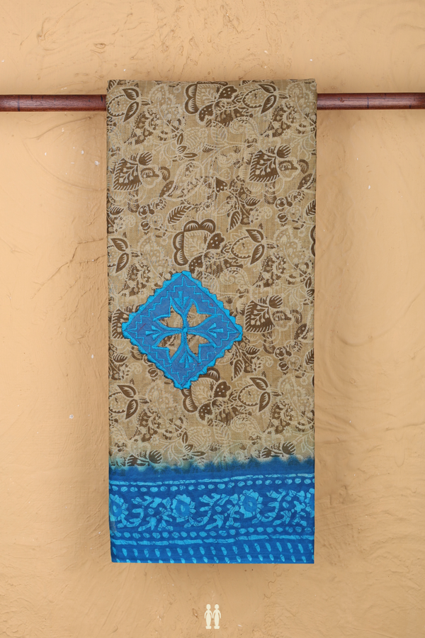 Ahmedabad Cotton Saree In Brown With Patch Work