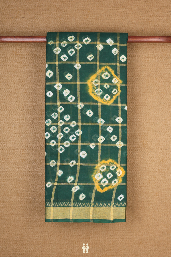 Ahmedabad Cotton Saree In Dark Green With Allover Design