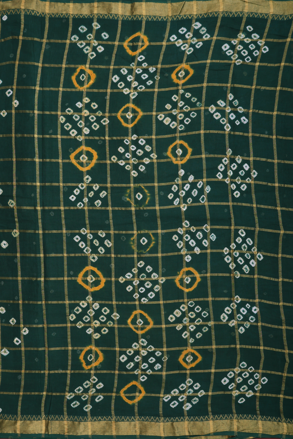 Ahmedabad Cotton Saree In Dark Green With Allover Design