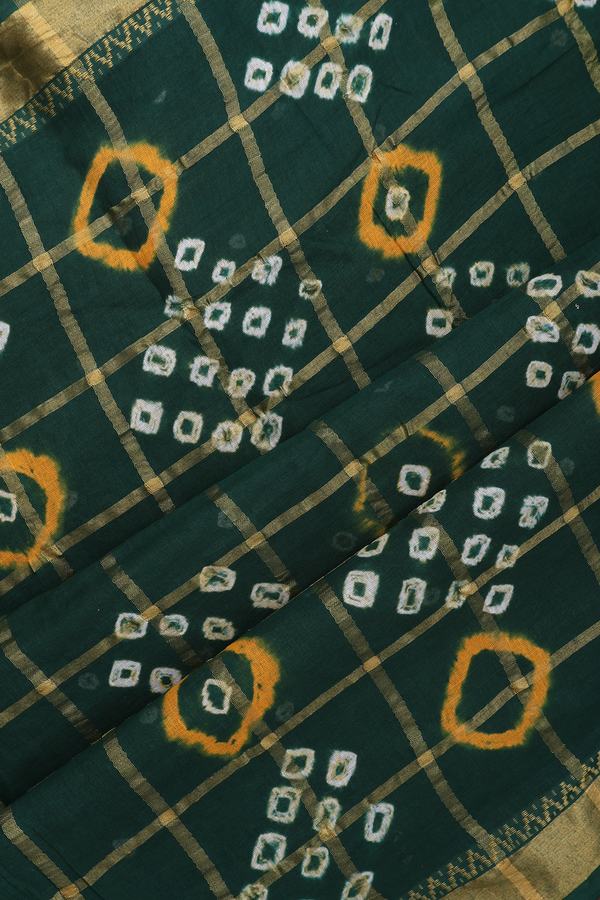 Ahmedabad Cotton Saree In Dark Green With Allover Design