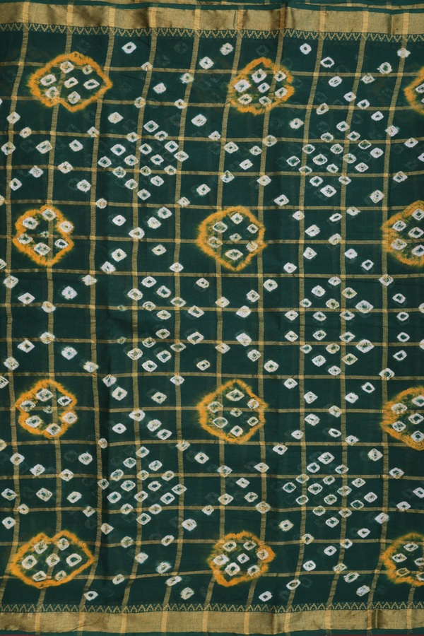 Ahmedabad Cotton Saree In Dark Green With Allover Design