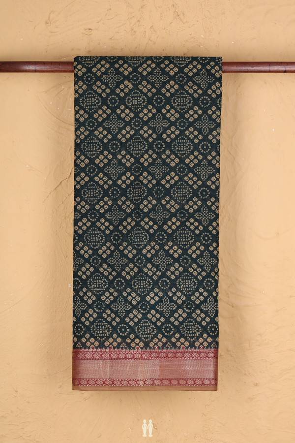 Ahmedabad Cotton Saree In Dark Green With Printed Design