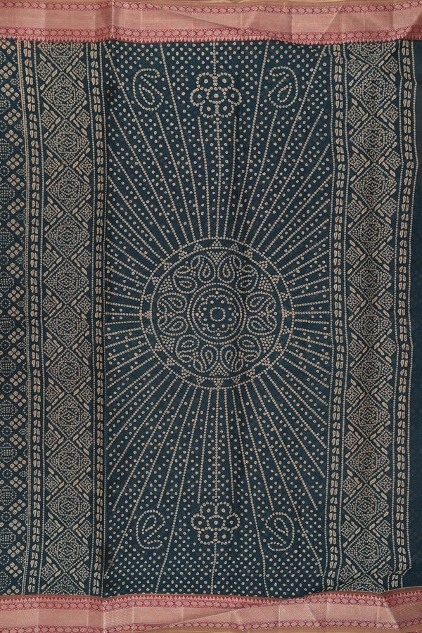 Ahmedabad Cotton Saree In Dark Green With Printed Design