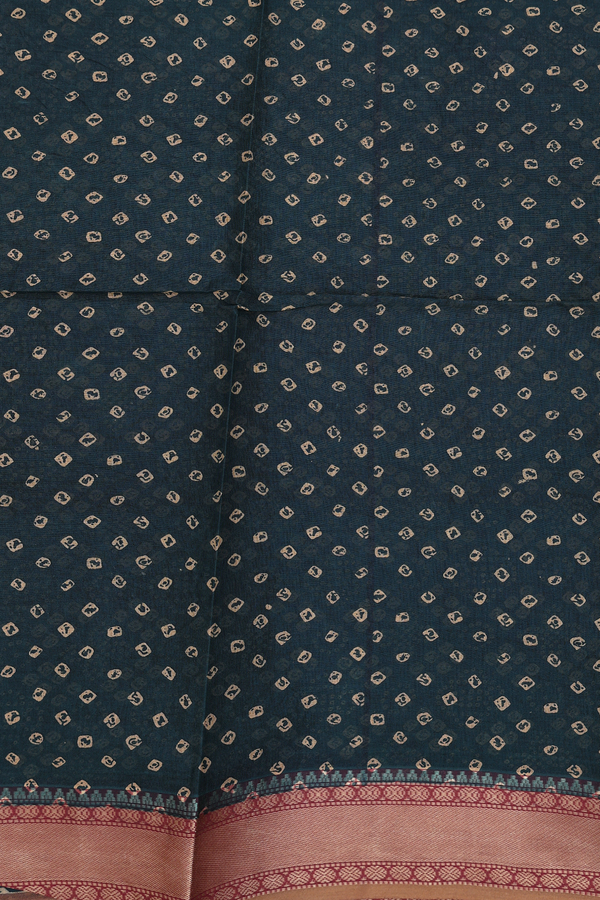 Ahmedabad Cotton Saree In Dark Green With Printed Design